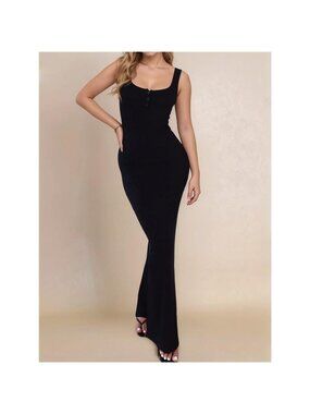 Devine Side Slit Wide Strap Maxi Dress